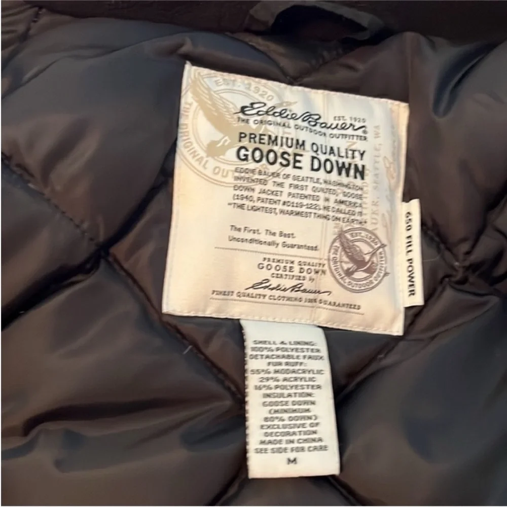 Eddie Bauer Parka, Premium Goose 650 Fill, Like New - Picture 11 of 13